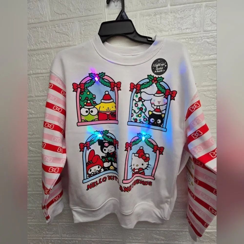 Hello Kitty and Friends Women Light Up Christmas Graphic Sweatshirt Long Sleeve